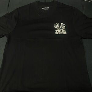 True Religion Black Tee with Gold Logo